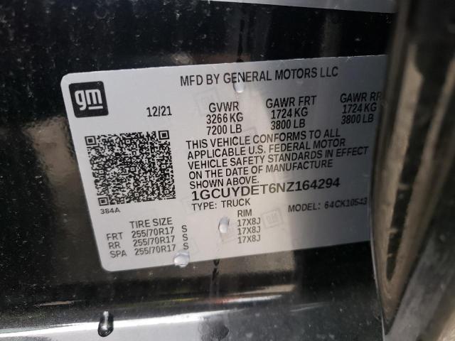 2022 CHEVROLET SILVERADO - 1GCUYDET6NZ164294