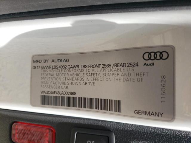 2018 AUDI S4 PRESTIG WAUC4AF48JA002668