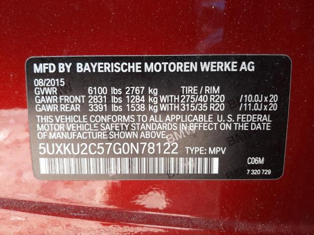2016 BMW X6 XDRIVE3 5UXKU2C57G0N78122