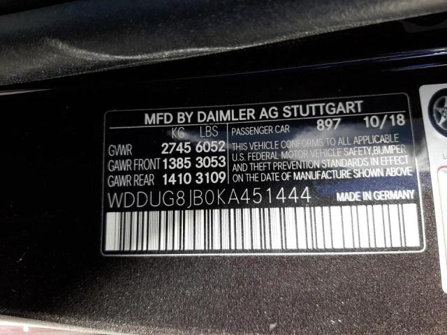 2019 MERCEDES-BENZ S 63 AMG 4 WDDUG8JB0KA451444