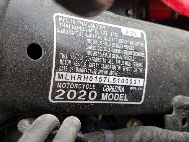 2020 HONDA CBR650 RA MLHRH0157L5100031