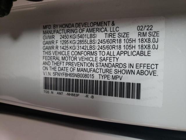 2022 HONDA PASSPORT T 5FNYF8H65NB008015