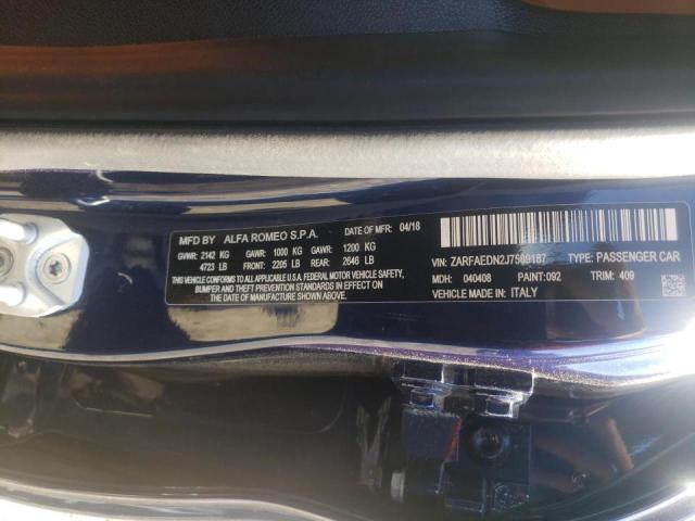 2018 ALFA ROMEO GIULIA Q4 ZARFAEDN2J7589187