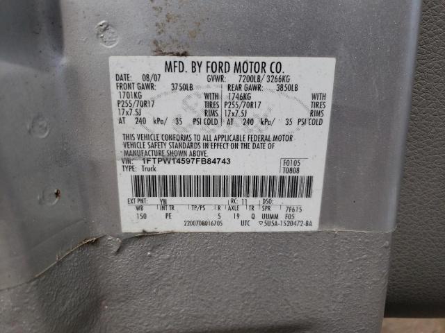 1FTPW14597FB84743 Ford F150 Super 2007. Фото: 9