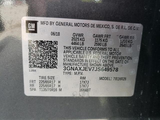 2018 CHEVROLET EQUINOX LT 3GNAXJEV7JS649578