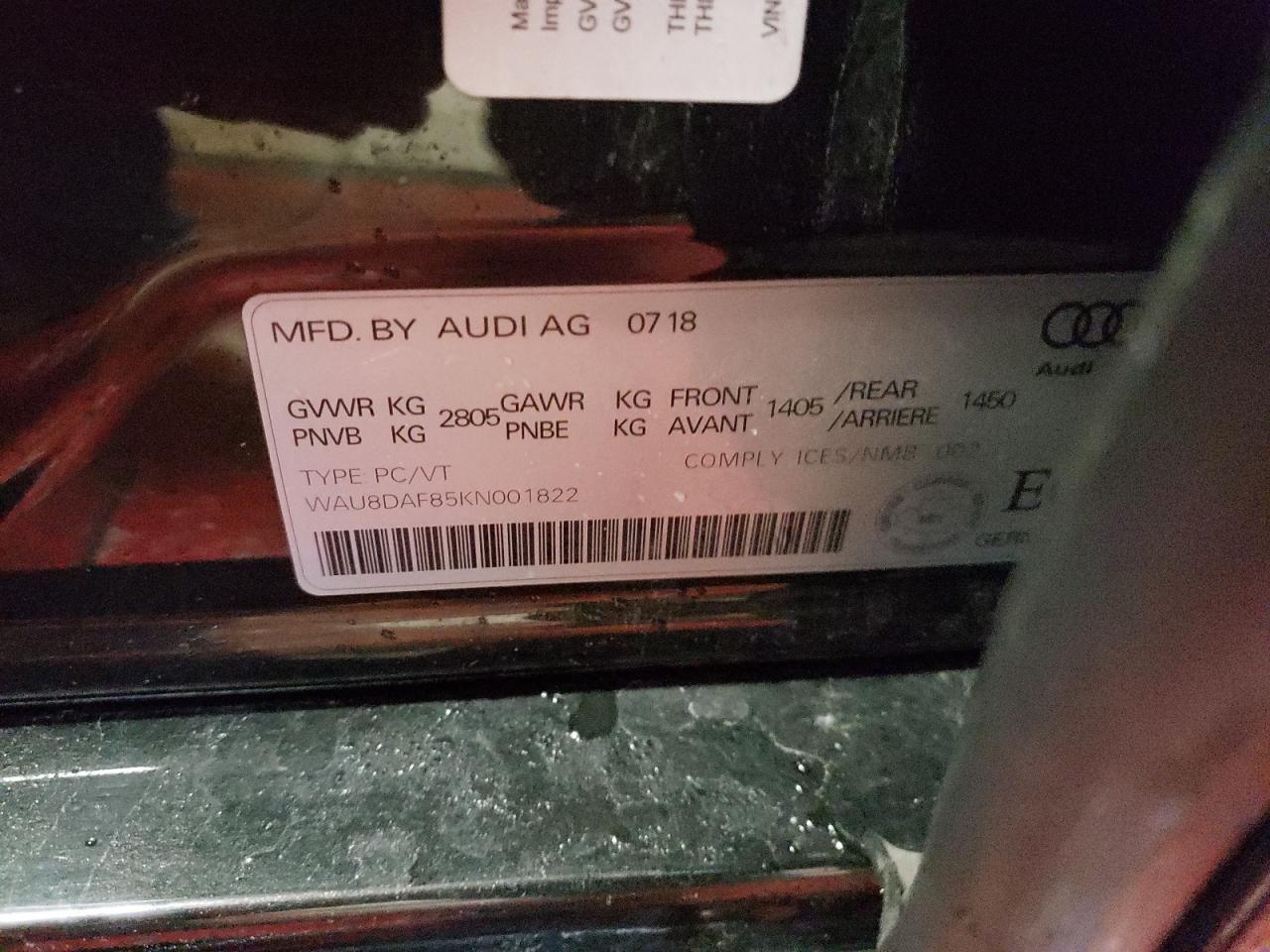 2019 Audi A8 L 3.0L(VIN: WAU8DAF85KN001822