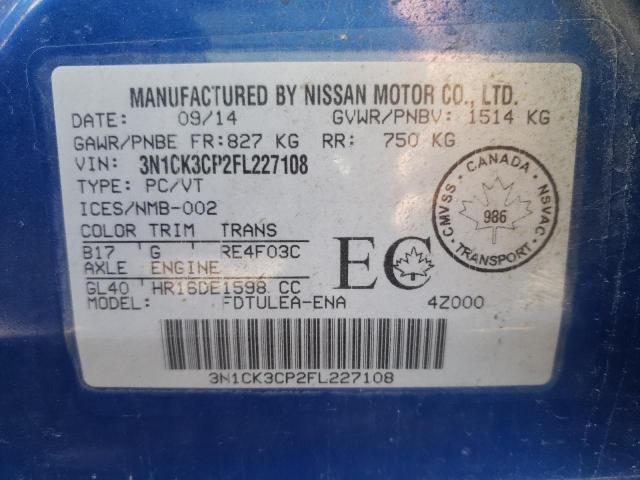 2015 NISSAN MICRA 3N1CK3CP2FL227108