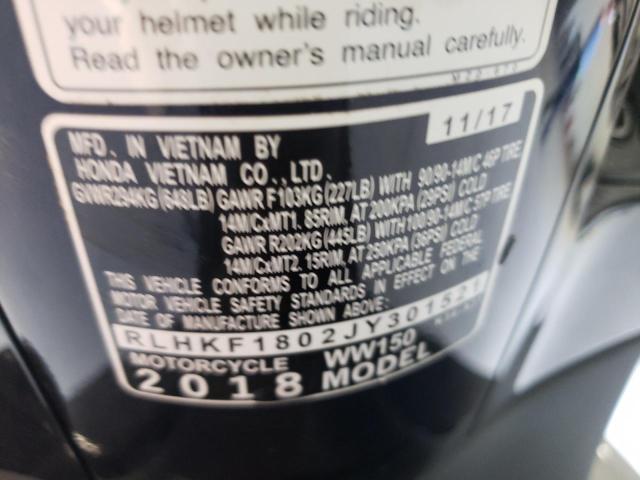 2018 HONDA PCX 150 RLHKF1802JY301521