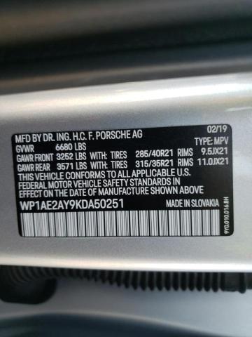 2019 PORSCHE CAYENNE SE WP1AE2AY9KDA50251