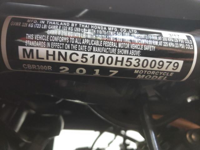 2017 HONDA CBR300 R MLHNC5100H5300979