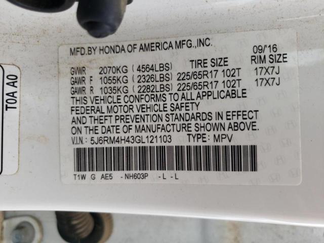 2016 HONDA CR-V SE - 5J6RM4H43GL121103