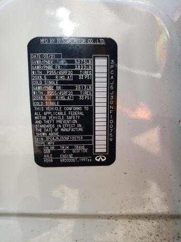 2022 INFINITI QX55 LUXE 3PCAJ5J30NF100759