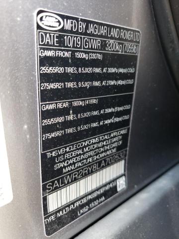 2020 LAND ROVER ROVER SALWR2RY8LA702532