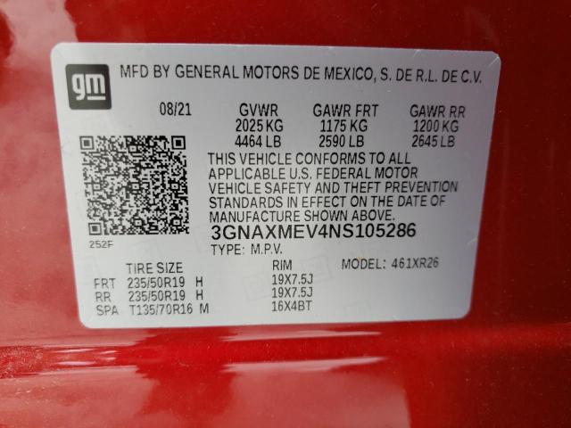 2022 CHEVROLET EQUINOX RS 3GNAXMEV4NS105286