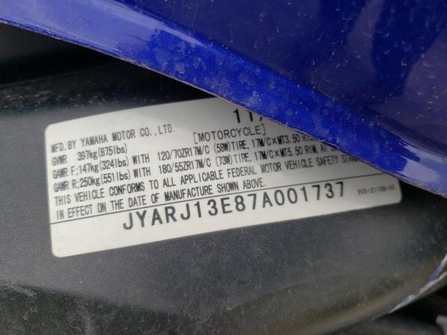 2007 YAMAHA FZ6 SHG JYARJ13E87A001737
