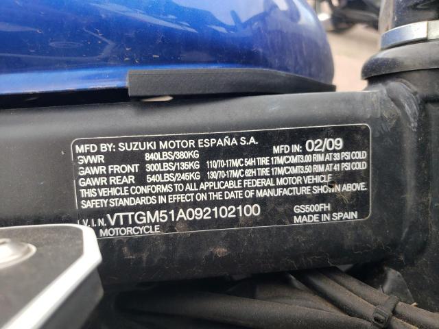 2009 SUZUKI GS500 VTTGM51A092102100