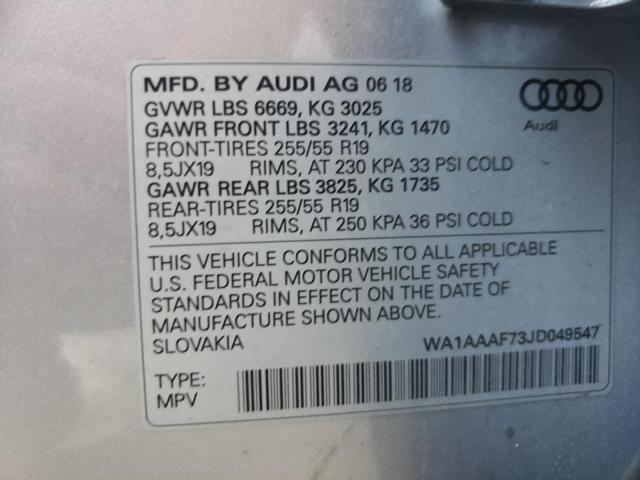 VIN WA1AAAF73JD049547 2018 Audi Q7, Premium no.10