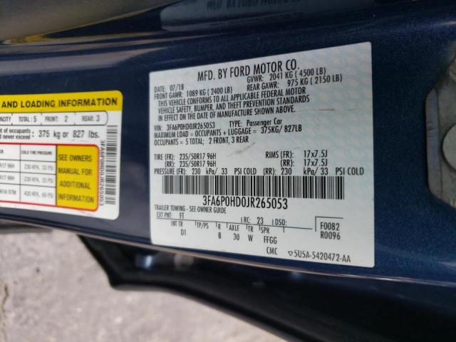 2018 FORD FUSION SE - 3FA6P0HD0JR265053