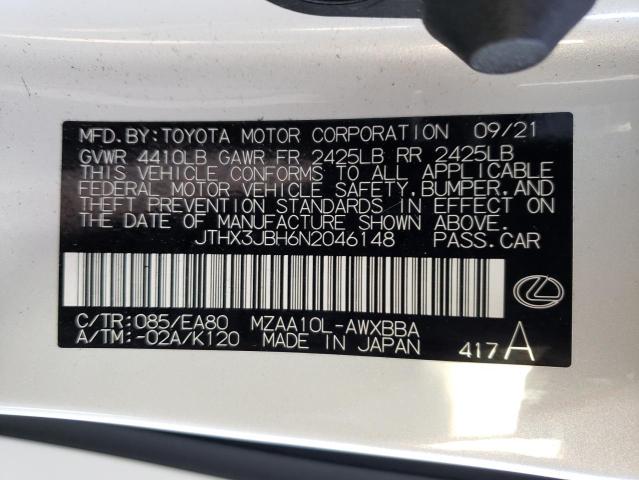 2022 LEXUS UX 200 BAS JTHX3JBH6N2046148