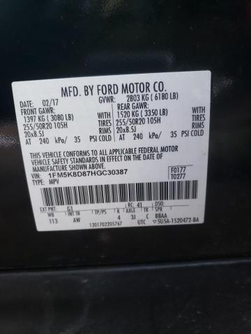 1FM5K8D87HGC30387 Ford EXPLORER XLT