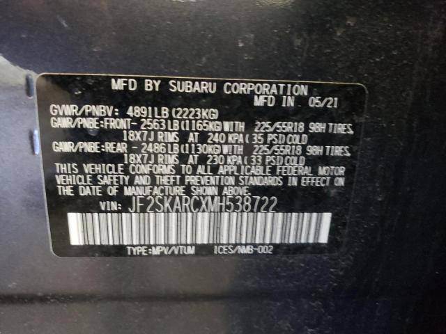 2021 SUBARU FORESTER JF2SKARCXMH538722
