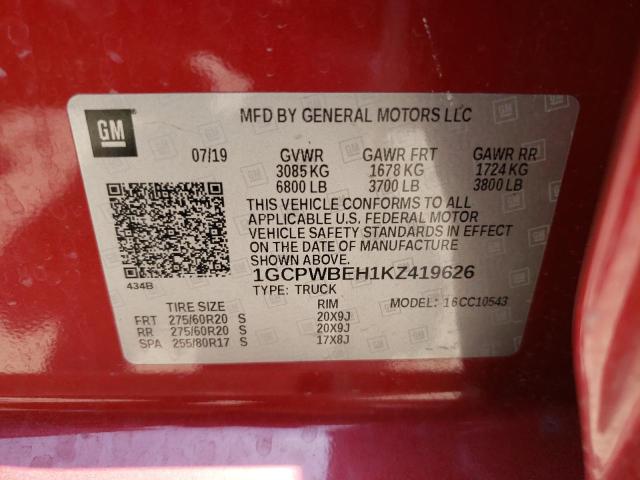 1GCPWBEH1KZ419626 Chevrolet Silverado 2019. Фото: 8