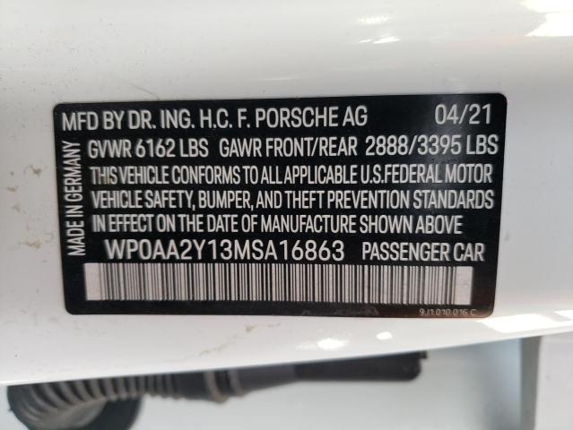 2021 PORSCHE TAYCAN WP0AA2Y13MSA16863