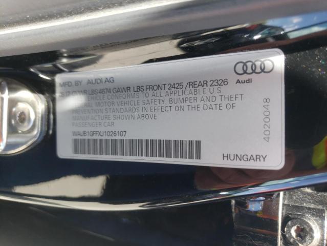 2018 AUDI S3 PREMIUM WAUB1GFFXJ1026107