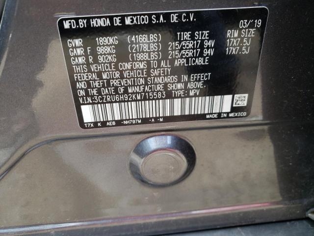 2019 HONDA HR-V TOURI 3CZRU6H92KM715583