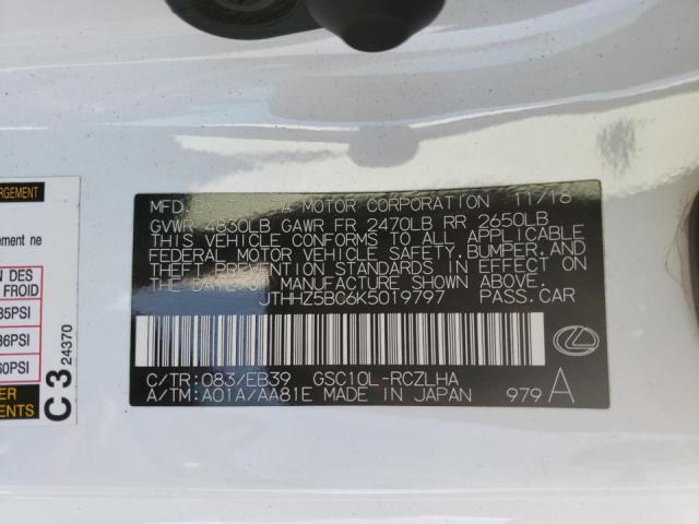 2019 LEXUS RC 350 JTHHZ5BC6K5019797