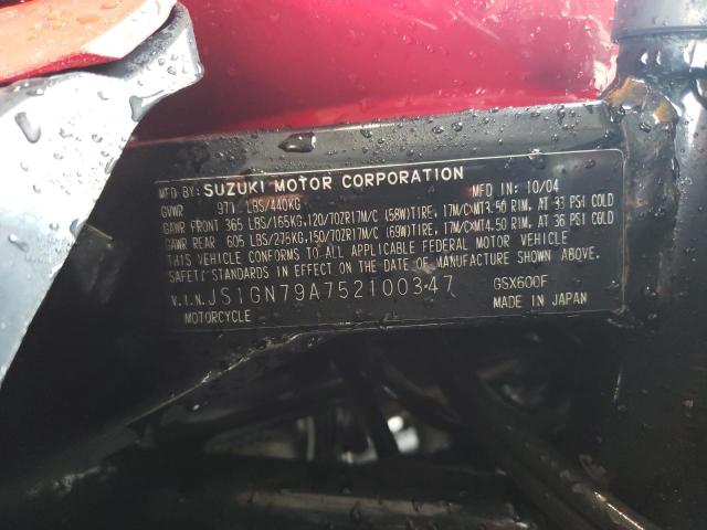 2005 SUZUKI GSX600 F JS1GN79A752100347