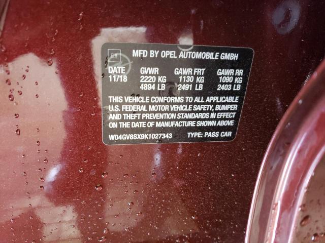 2019 BUICK REGAL TOUR W04GV8SX9K1027343