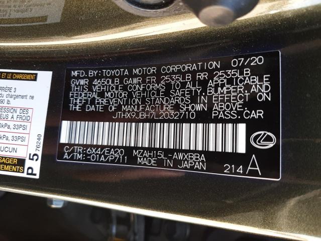 2020 LEXUS UX 250H JTHX9JBH7L2032710