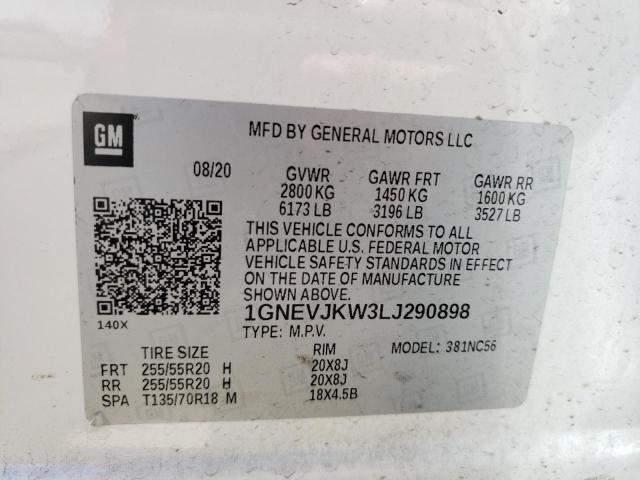 2020 CHEVROLET TRAVERSE R 1GNEVJKW3LJ290898