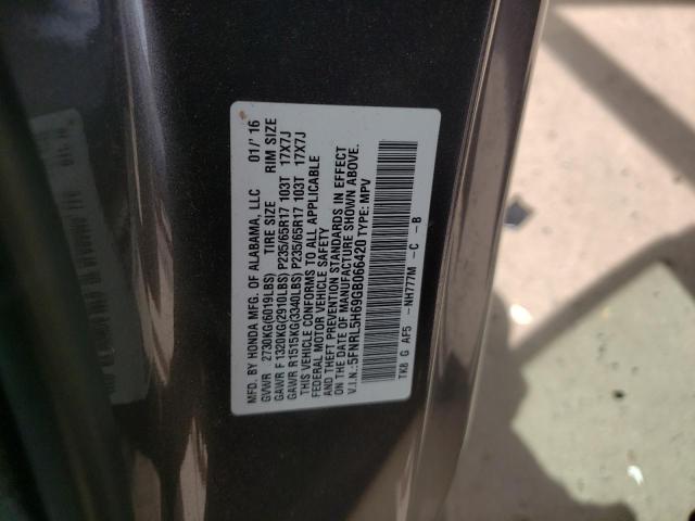 2016 HONDA ODYSSEY 5FNRL5H69GB066420