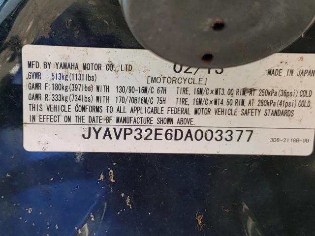 2013 YAMAHA XVS1300 CT JYAVP32E6DA003377