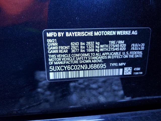 2022 BMW X6 XDRIVE4 5UXCY6C02N9J68695