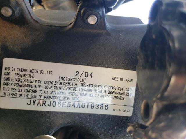 2004 YAMAHA YZFR6 L JYARJ06E54A019386