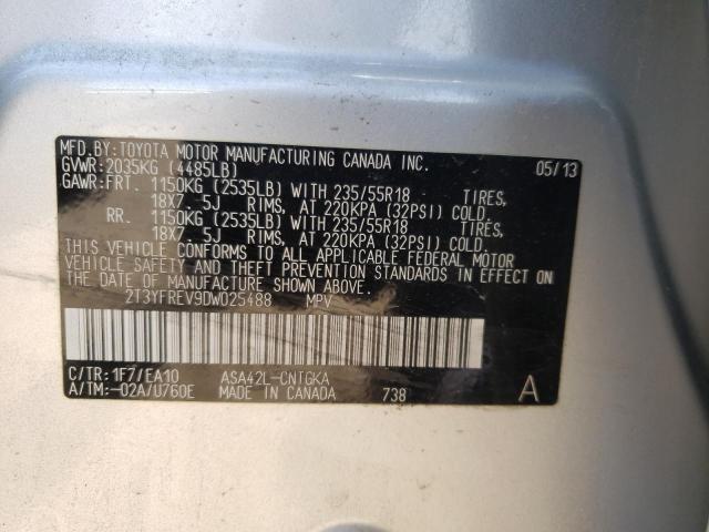 VIN 2T3YFREV9DW025488 2013 TOYOTA RAV4 no.10