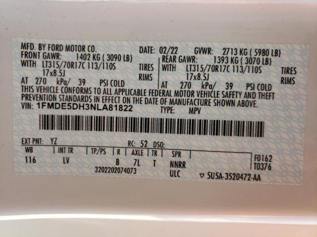 2022 FORD BRONCO BAS 1FMDE5DH3NLA81822