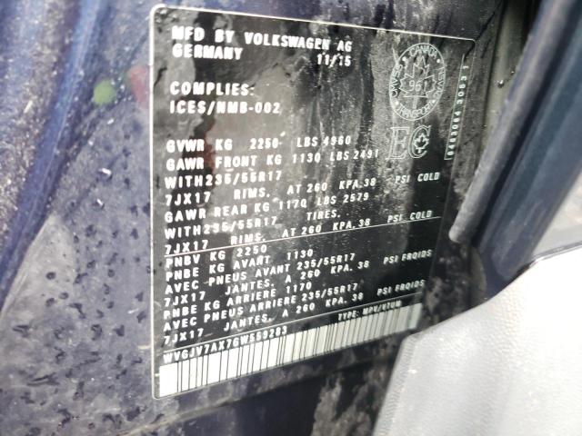 2016 VOLKSWAGEN TIGUAN COM WVGJV7AX7GW559283