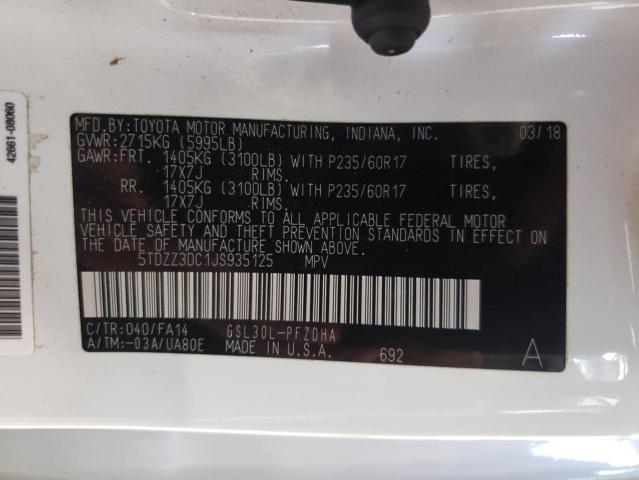 2018 TOYOTA SIENNA L 5TDZZ3DC1JS935125