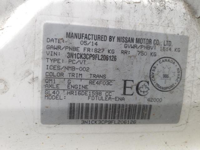 2015 NISSAN MICRA 3N1CK3CP9FL206126