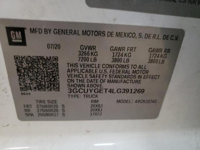 2020 CHEVROLET 1500 SILVE 3GCUYGET4LG391269