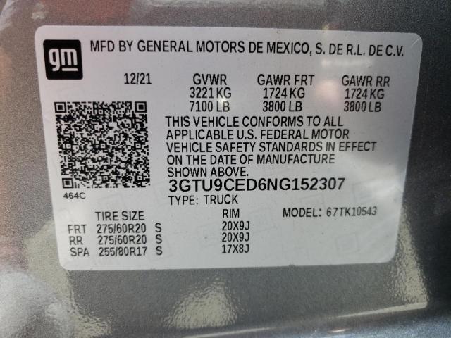 2022 GMC SIERRA LIM 3GTU9CED6NG152307