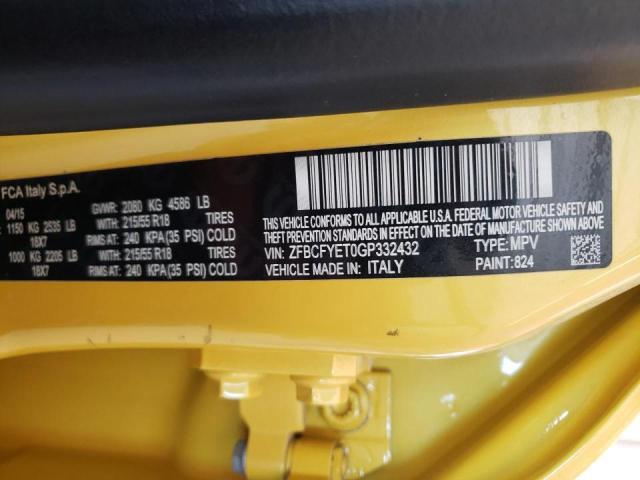 2016 FIAT 500X TREKK ZFBCFYET0GP332432