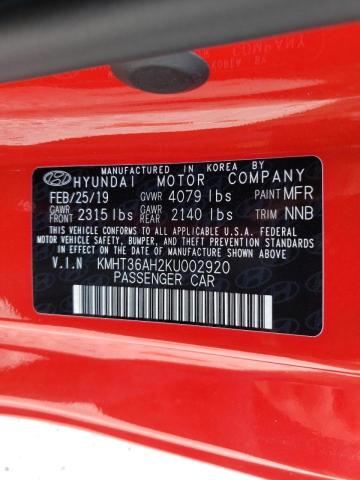 2019 HYUNDAI VELOSTER N KMHT36AH2KU002920