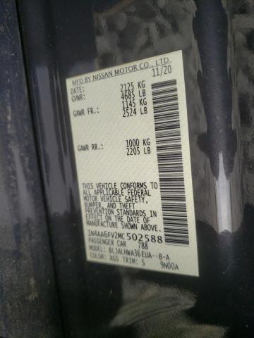 2021 NISSAN MAXIMA PLA 1N4AA6FV2MC502588