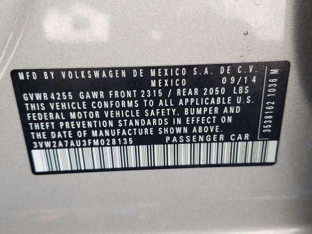 2015 VOLKSWAGEN GOLF TDI 3VW2A7AU3FM028135