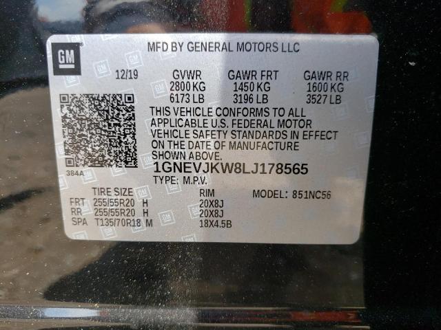 2020 CHEVROLET TRAVERSE R 1GNEVJKW8LJ178565